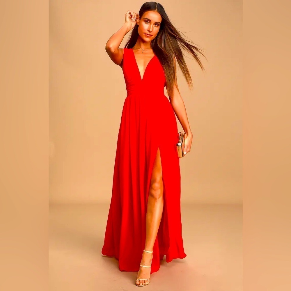 LULU’S Heavenly Hues Maxi Dress Red XXS